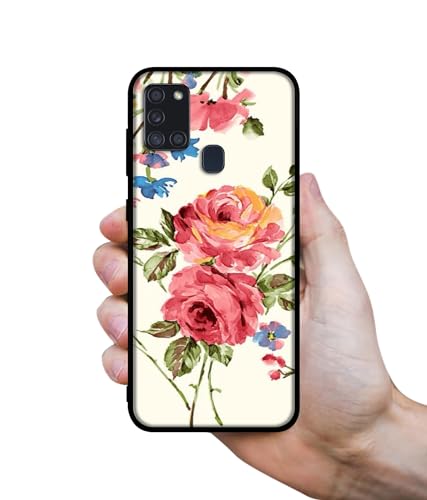 Image of Vintage Painting Flower Design Premium 2D Printed Metal Back Case Cover for Samsung Galaxy A21S 4G