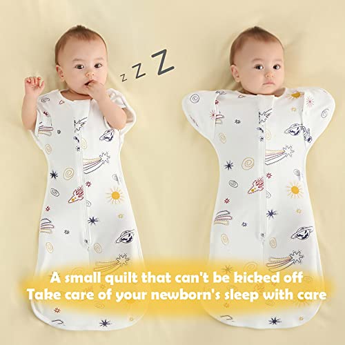 Self-Soothing Sleep Sack Dramatically Better Sleep, Snug Fit Calms Startle Reflex，Gently Weighted Swaddle, Newborn, Arms Free/In/Out Swaddle,2 Way Zipper Unisex Standard Size For 0-6 Months Baby #TOP4