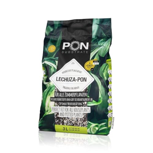 PON Pflanzsubstrat für Zimmerpflanzen - LECHUZA-PON 3 Liter - Mineralisches Pflanzgranulat torffrei vorgedüngt 68 Monate optimale Drainage & Wurzelbelüftung Alternative zu Blumenerde 14038