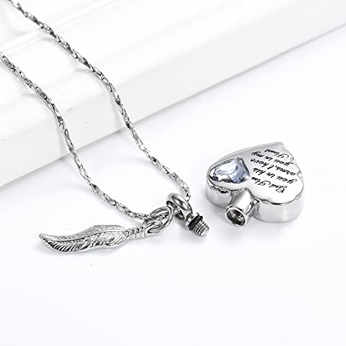 Imrsanl Heart Urn Necklace for Ashes with Angel Wings Feather Charm Cremation Jewelry Ashes Keepsake Urn Pendant Memorial Locket4