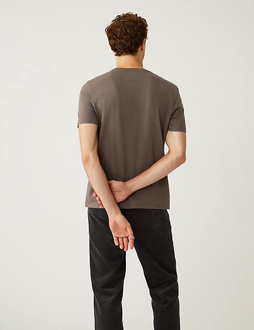 Image of Marks & Spencer Mens Solid Cotton Crew Neck Regular Fit T Shirt