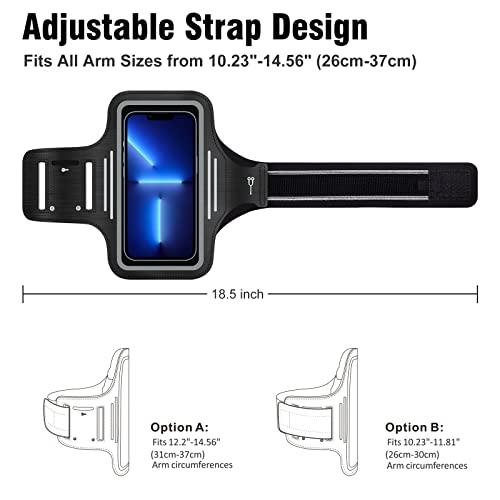 Ykooe Black Cell Phone Running Arm Band For Iphone 13, 13 Pro 13 Pro Max, Iphone 12 11 Pro Max Xr Xs Sports Exercise Gym Workout Card Holder Armband With Key Pocket For Samsung Motorola Google #TOP2