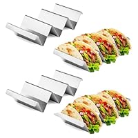 qhklew Taco Halter, Halter Ständer in Wellenform, 4 PACK Tortilla Halter mit Haltegriffen, Spülmaschinenfest & Backofenfest aus Edelstahl, für Halten Tacos, Sandwiches, Hot Dogs und Pfannkuche