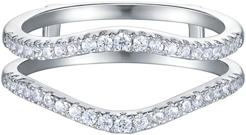 Newshe Jewellery Cubic Zirconia Curved Wedding Bands for Women Ri...