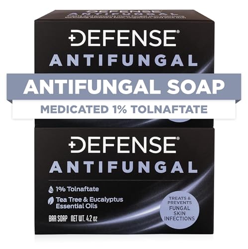 Defense Antifungal Bar Soap 2-Pack | Jock Itch, Ringworm, Athlete's Foot, Skin Fungus | Medicated Anti Fungal Treatment (Two Bars, No Case)