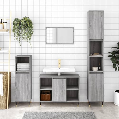 Muebles de baño de 3 piezas en gris Sonoma para organizar tu hogar con estilo 2