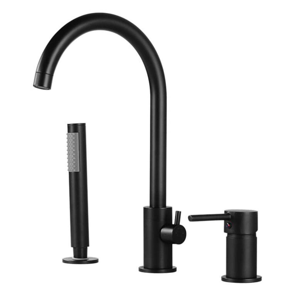 VDOQTLJT Bathroom Faucet Three Hole Brass Bathtub Rotatable Hot Water and Cold Pull-Out Shower Faucet-Gold(Gold)