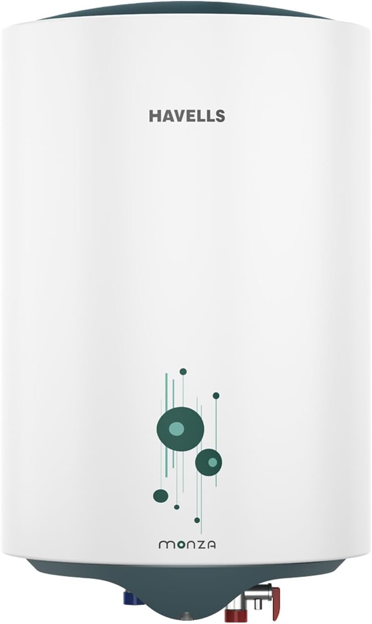 Havells Monza 15 Litre Storage Water Heater (Geyser) | Faster Heating | Glass Coated Anti Rust Tank & Heavy Duty Heating Element | Warranty: 5 Year on Tank | High Rise Compatible
