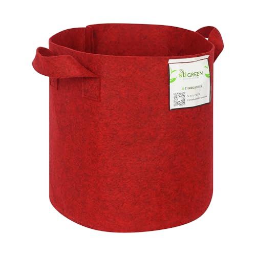 Image of Geo Fabric Grow Bags for Plants 12X12 Inch (Pack of 2) | 400 GSM Heavy Duty UV-Protected Round Maroon Colour Plant Bags for Terrace and Vegetable Gardening | Strong & Reusable|