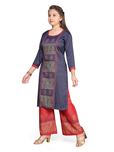 Image of Aarika Girl's Cotton A-line Knee Length Kurta and Pallazo Set