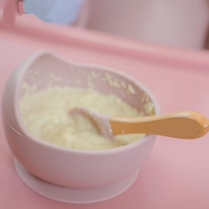 NOWFLY 2 Piece Microwave Friendly Silicone Baby Feeding Set - Bowl    - Spoon - Make Mealtime Fun and Easy for Your Little One - Portable and Diaper Bag Friendly - Baby Feeding Product (Pink) - Image 8 thumbnail