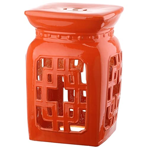 Safavieh Beijing Filigree Ceramic Decorative Garden Stool, Orange