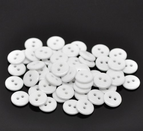 1000 x Round 2 Hole Sewing Buttons for Clothing Knitting, Crafts, Scrapbooking, etc. (White, 11mm)