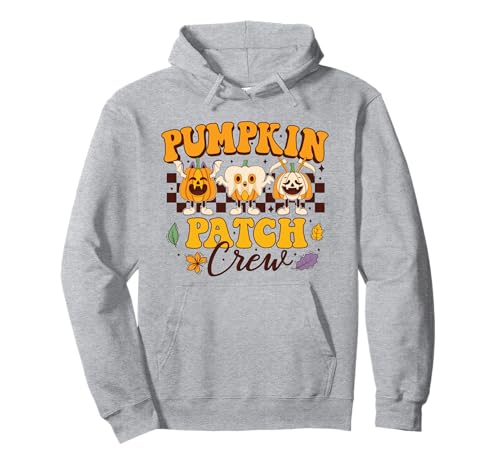 Pumpkin Patch's Crew Retro Autunno Autunno Buon Ringraziamento Felpa con Cappuccio