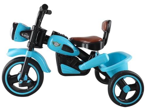 Image of JoyRide Ninja Plug N Play Durable Kids /Pedal Baby Tricycle, Storage Basket, Leather Seat, Led Headlight, Music for 18 Months to 5 Years Boys /Girls /Carrying Capacity Upto 30 Kgs (Blue)