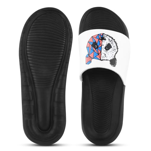 Image of PERY-PAO Sliders Mens White, Black, Grey, Sky blue Design Toxic, Spider, Dope, Panda Printed Flip Flop & Slippers