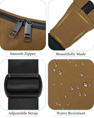 Image of Iioscre Medium Nylon Crossbody Crescent Bag for Women Men, 2 Zippers Crossbody Hobo Bag with Adjustable Strap & Inner Pockets
