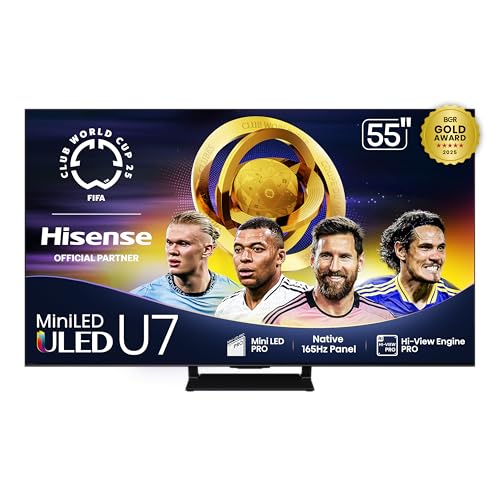 Image of Hisense 55" Class U7 Mini-LED ULED 4K UHD Google Smart TV (55U75QG, 2025 Model) - QLED, Native 165Hz, VRR 288, Up to 3000 Nits, HDR10+, Dolby Vision IQ · Atmos, IMAX Enhanced, 2.1.2 Ch Surround