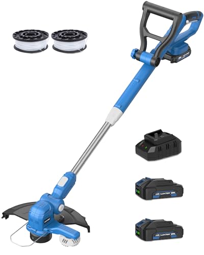 LUXTER 20V Cordless 12 Inch String Trimmer with 2 x 2.0Ah Battery and Fast Charger Grass Cutter with Auto Line Feed Powered Eater String Edger Lawn Tool Grass Cutter Lawn Mover for Yard Garden