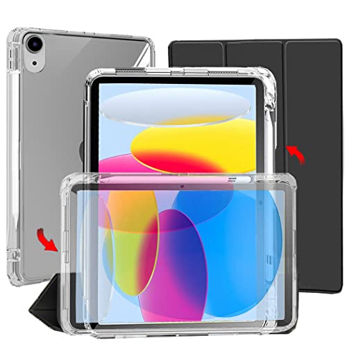 Image of ProElite Case Cover for iPad (A16) 11th /10th Gen (2025 /2022) Case, Sliding Detachable Smart Flip Case Cover for Apple iPad 11th /10th Gen with Pencil Holder, Black