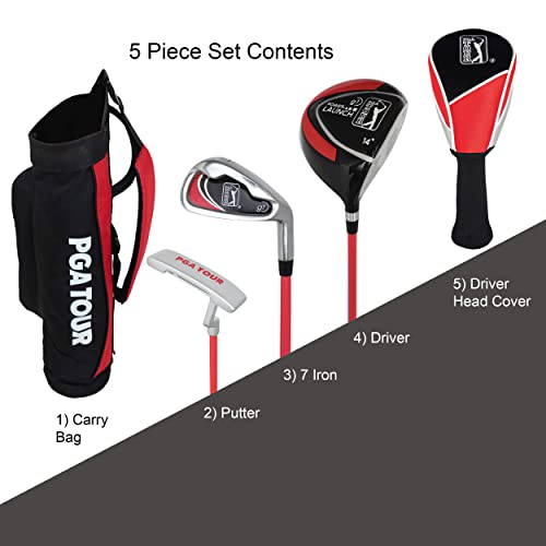 Image of PGA Tour Youth Golf Club Set - Ages 3-5 (3'6 inch-4'1 inch) and 5-8 (4'1 inch - 4'8 inch) Right and Left Handed Beginner Junior Golf Clubs with Lightweight Golf Bag, Mallet Putter, Driver by Golfgen