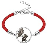 Pulsera de cuerda roja hecha a mano con diseño de cinco duendes y monstruos de la suerte