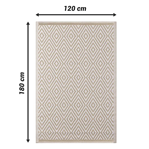 JEMIDI Terrassenteppich Außenteppich 120x180cm Balkonteppich Terrasse Balkon Outdoorteppich Teppich Garten Außen Outdoor Läufer Gartenteppich (Beige)
