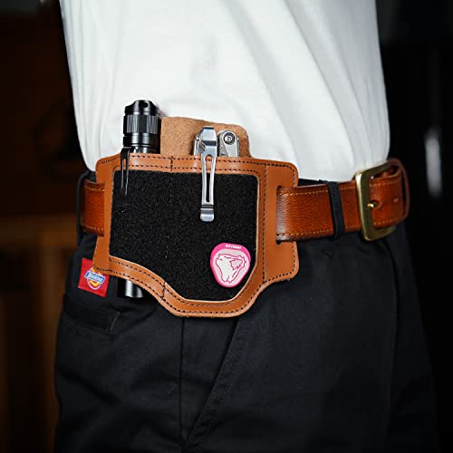 VIPERADE PL1 Lederscheide für Gürtel EDC Werkzeug Lederscheide für Herren, Messerscheide Leder Taschenlampe Holster Taschenlampe Gürtelabdeckung EDC Pocket Organizer (Hellbraun)