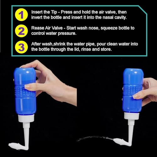 Image of Wolfbeam Neti Pot Sinus Rinse Bottle Nose Wash Cleaner Pressure Rinse Nasal Irrigation for Adult & Kid BPA Free 500 ML (300G)