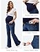 FABRACK Women's Maternity Wide Leg Jeans Bootcut Over The Belly Stretchy Flare Pregnancy Denim Pants(Dark Blue New, Medium)