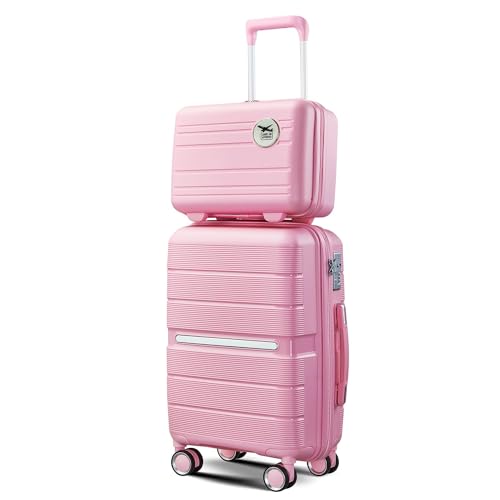 4 Piece Luggage Set Clearance, TSA Lock Carry on Expandable Suitcase (14/20/24/28) Hardshell Lightweight with Double Spinner Wheels (Style1-Pink)3