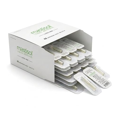 Mastisol Liquid Medical Adhesive - Long-Lasting Non-Water Soluble Skin Bond for Dressings, Tapes, & Devices, Latex-Free, CHG-Compatible (2/3mL Vials (48 Pack))