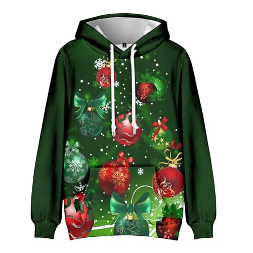 Men's Christmas Hoodies Funny Xmas Graphic Print Long Sleeve Drawstring Hooded Pullover Sweatshirts