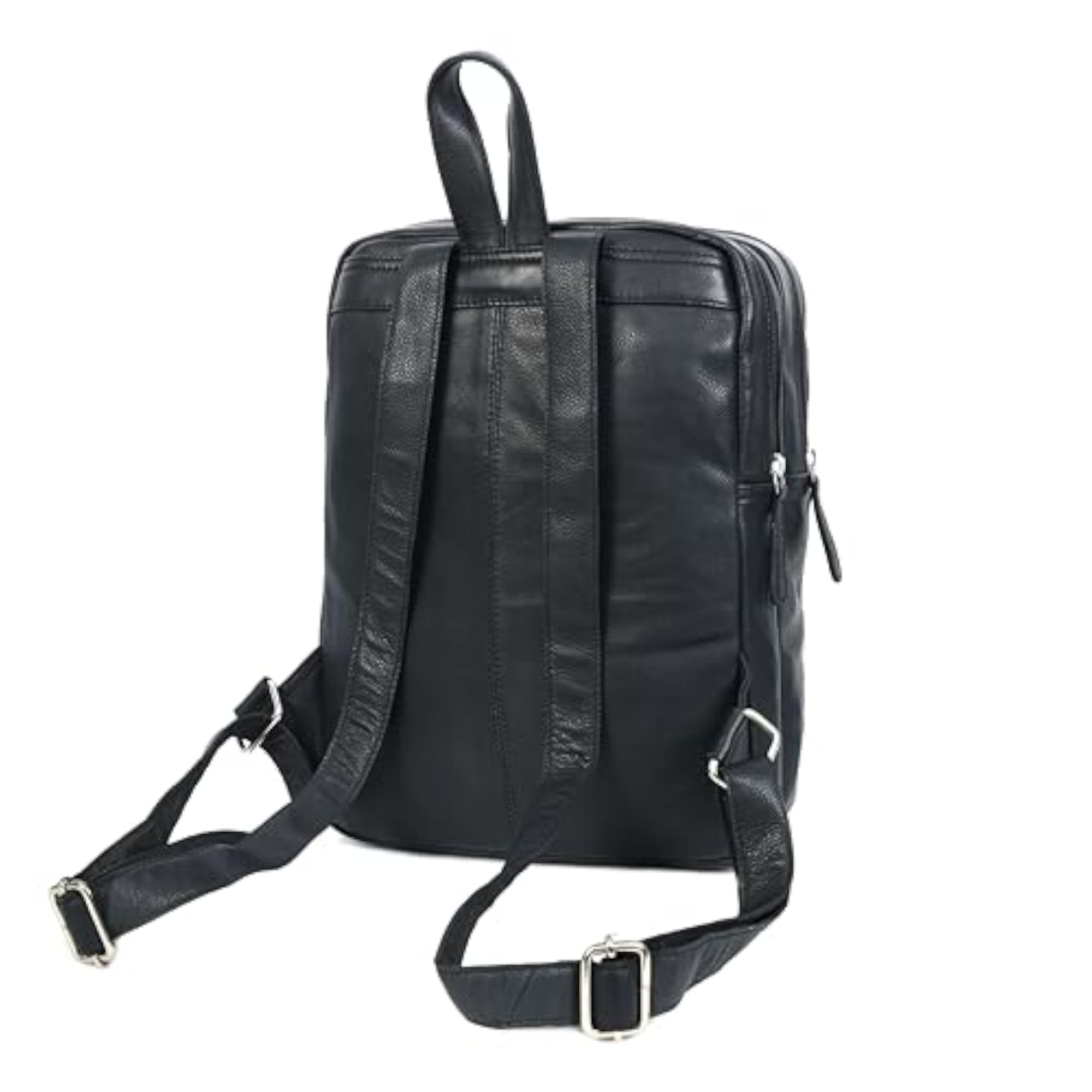 Premium Genuine Leather Multi-Zip Backpack with Organizer