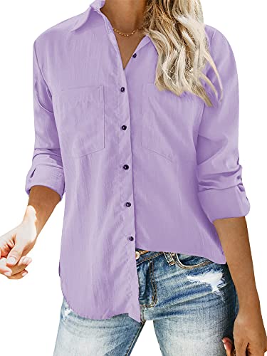 Feziakuk Leinenhemd Damen Knopfleiste Leinenbluse Baumwolle Oberteile...