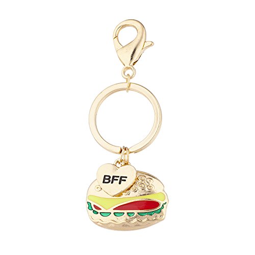 LUX ACCESSORIES Burgers Fries Best Friends BFF Charm Keychain Set3