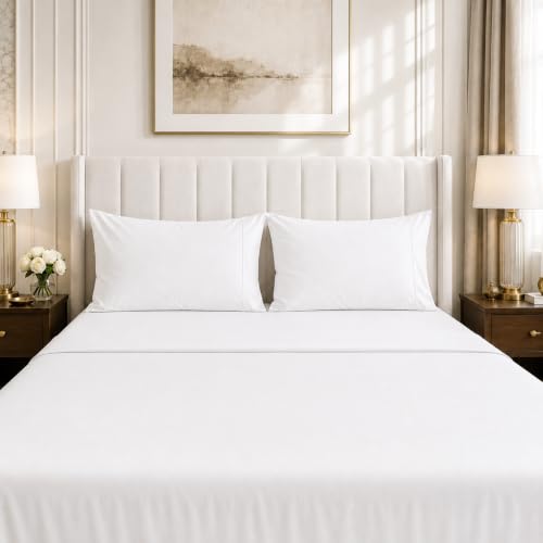Image of LINENWALAS 100% Cotton 400 TC Large Standard Size Pillow Cover|Long Staple Imported Egyptian Cotton |Cloud-Soft, Breathable & Skin-Safe|Oeko-TEX Certified Bedding (20x30 inch, Set of 2, White)
