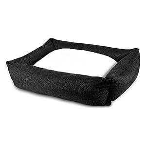 FURRY CASTLE Orthopaedic Pet Bed with Super Soft Sherpa On Top and Textured Fabric On Wall (Pack of 1, Black, Size: S, 23X20X8 Inches)