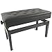 Popularny stołek z instrumentem muzycznym podwójny lite drewno prosta noga stołek fortepianowy z regałem regulowany PU skóra guzik powierzchnia stołek fortepianowy (kolor: Czarny, rozmiar: 86 x 39 x 48 cm)