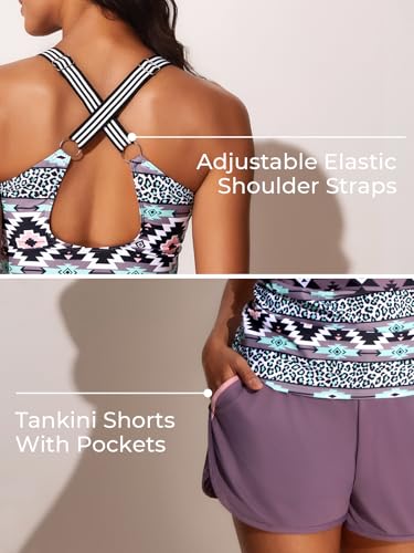 Summer Mae Modest Tankini Swimsuits for Women 2025 Two Piece Bathing Suits with Sporty Pockets Boy Shorts for Tummy Control3
