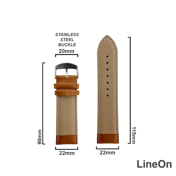 Image of Lineon NAGATA Full Padded Leather Watch Strap For Branded Watches Premium and Soft Strap For Titan, sonata, timex, casio and for all other brand