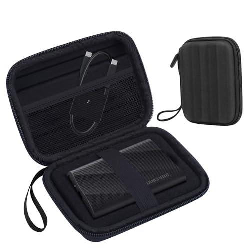 HESPLUS Hard Carrying Case for Samsung T9 / T7 Shield / T7 / T7 Touch Portable SSD 500GB 1TB 2TB USB 3.2 External Solid State Drives, Hard EVA Shockproof Travel Storage Bag, Black