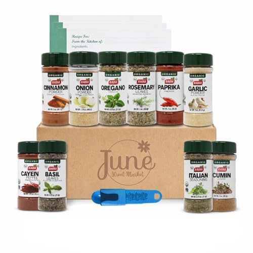 June Street Market Organic Spice and Seasoning Gift Set 10 Piece Cooking Starter Kit