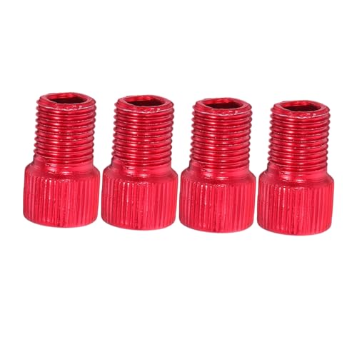 Gogogmee 4 Piezas Adaptador de Válvula Aleación de Aluminio de Rojas para Bicicleta de Carretera y Compatible con Bomba y Compresor Instalación Fácil y Sellado Duradero