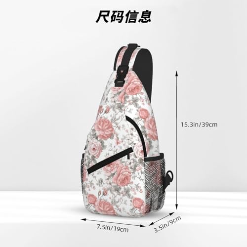 Image of SUPLUCHOM Sling Bag Floral Vintage Hiking Daypack Crossbody Shoulder Backpack Travel Chest Pack for Men Women