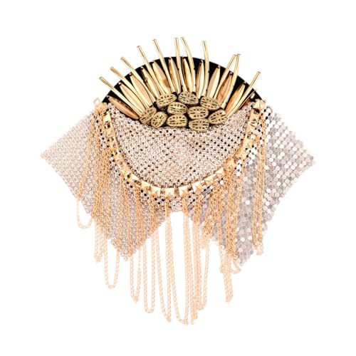 TEHAUX Broche Dorado Desmontable Charreteras Hombro Con Borlas Accesorios Para Fiesta Bachelorette Alfileres De Moda Para Mujer 16X10.5Cm