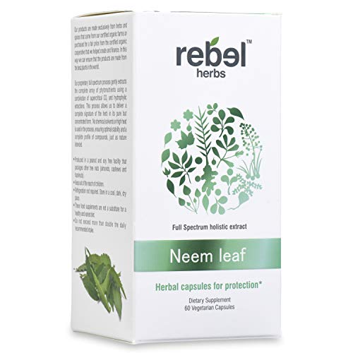 Rebel Herbs Neem Capsules Supports Skin & Immune Health, Detox, Healthy Inflammatory Response, Vegan, Gluten-Free, Certified Organic Neem Leaf, Supports Liver Health #TOP20