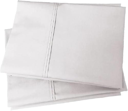 Royal Tradition Juego de 2 fundas de almohada de algodón percal fresco y nítido (tamaño estándar, color blanco) fabricado en Estados Unidos,