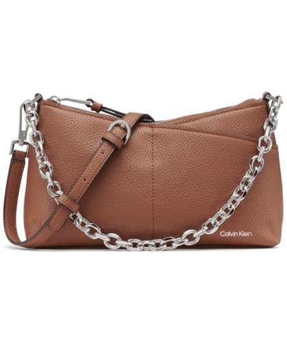 Calvin Klein Zoe Top Zip Chain Crossbody, Caramel, One Size - image 1