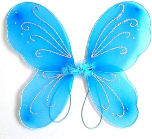 Image of Royals Wings Fairy Prop For Kids Birthday Party Accesories,Baby Girl's Fairy Butterfly Wings Costume (Blue)